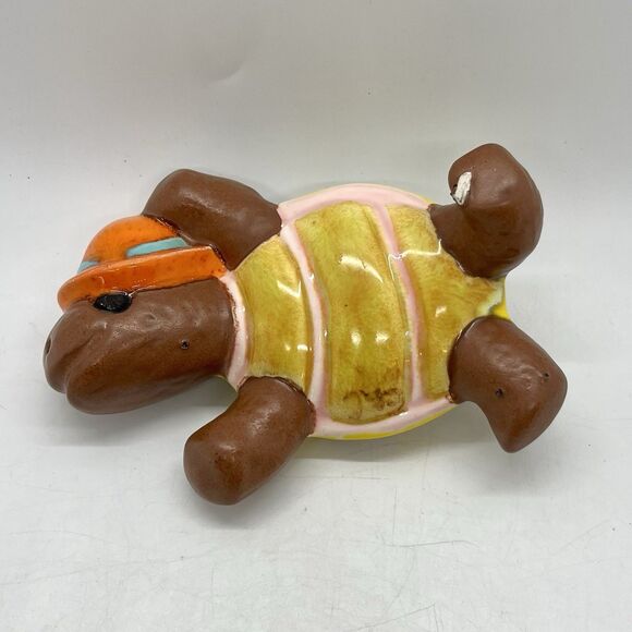 Vintage Ceramic Turtle W/Hat Figurine 5” Retro Hobbyist - Picture 2 of 5